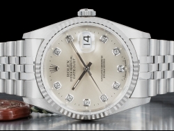 Rolex Datejust 36 Argento Jubilee Silver Lining Diamonds Dial  16234 